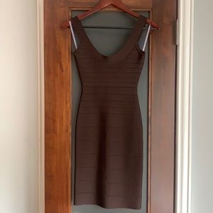 Herve Leger chocolate brown bandage dress XXS